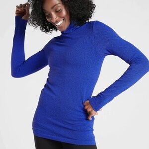 Athleta Flurry Peak Top Turtleneck Long Sleeve Women’s Small Tanzanite Blue